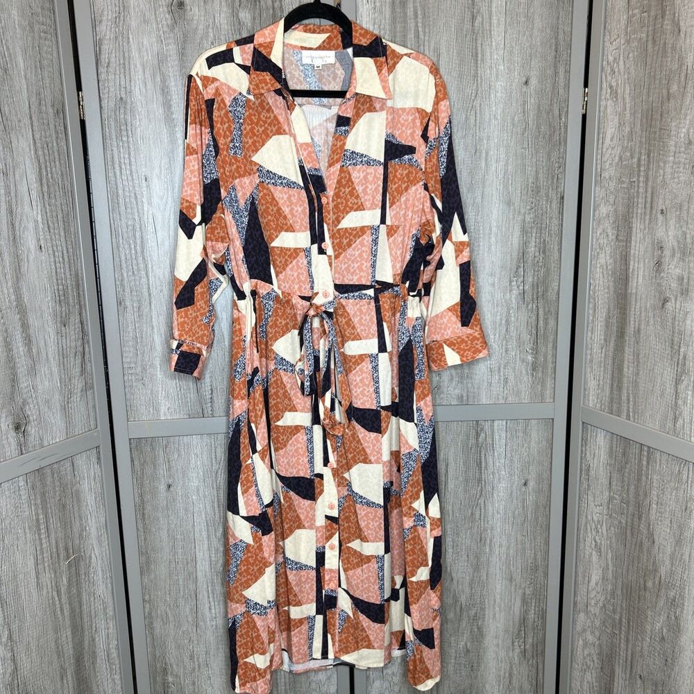 Anthropologie Corey Lynn Calter Shirt Dress Button Down Long Sleeve Rayon Size M